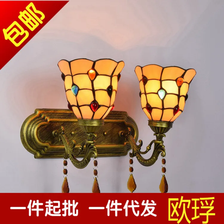 

Tiffany Baroque Vintage Stained Glass Iron Wall Lamp Indoor Lighting Bedside Lamps Wall Lights For Home Ac 110v/220v E27