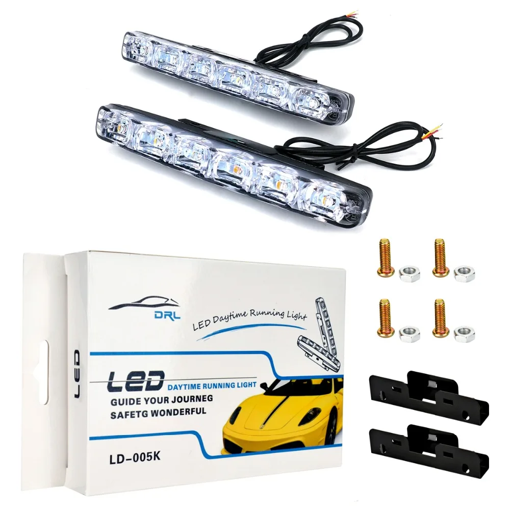 

2Pcs Universal Daytime Running Light 6LED DRL Kit Flowing For Renault Megane 2 3 Duster Captur Logan Clio Mitsubishi Asx Lancer
