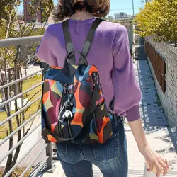 Nueva Moda para Mujer Bolsos 2019 de Moda con Paneles de Nylon Mochilas Escolares para Niñas Diseño de Doble Cremallera Impermeable Mochila Femenina Ocasional Nueva Moda para Mujer Bolsos 2019 de Moda con Paneles de Nylon Mochilas Escolares para Niñas Diseño de Doble Cremallera Impermeable Mochila Femenina Ocasional