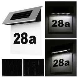 На Солнечных батаресветодиодный светодиодный номер дома лампы нержавеющая сталь открытый двери Открытый Вывеска на стену свет сенсор