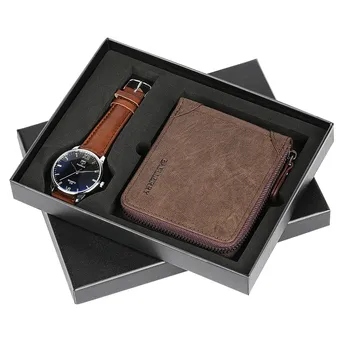 

Luxury Business Men Quartz Wristwatch Wallet Gift Set Clock For Father Minimalist Birthday Gifts For Christmas Gifts