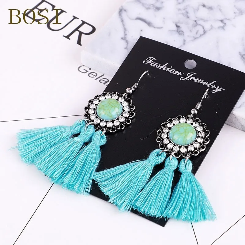 

Tassel Earrings Bohemian Statement Luxury Long Earring jewelry Handmade 2019 Women Geometric Fringe Fashion Big Wedding New boho
