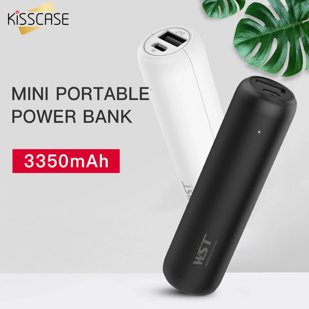 

KISSCASE Mini 3350mAh Power Bank with USB Port For iPhone Samsung Xiaomi External Battery Portable Phone Charger Fast Charging