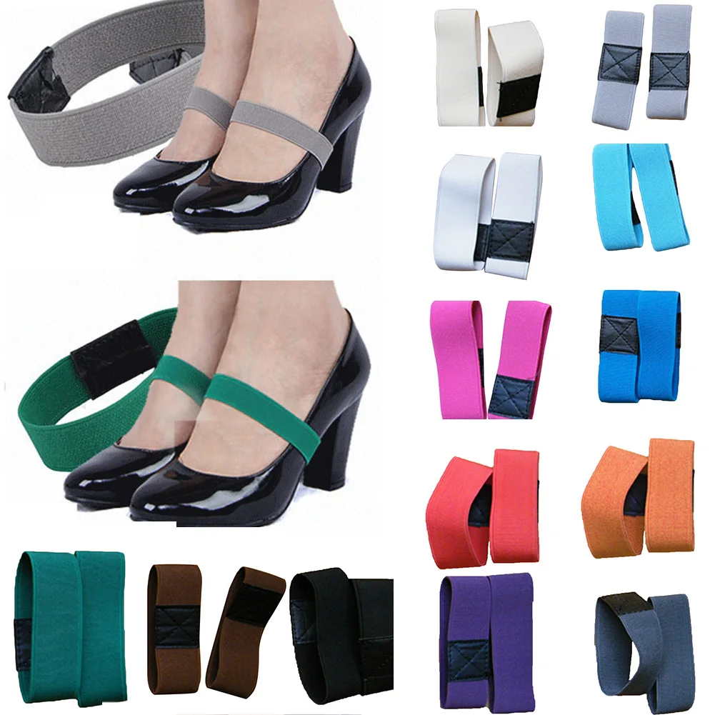 1 пара цветных эластичных лент; однотонные шнурки для обуви на высоком каблуке 2*20 см