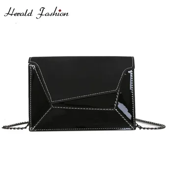 

Herald Fashion Women Messenger Bag Quality Patent Leather Female Chain Strap Shoulder Bag Ladies' Criss-Cross Small Flap Bags
