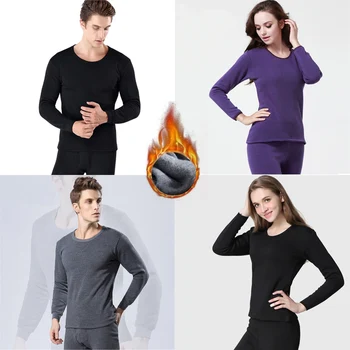 

Gray 2Pcs thermal underwear velvet set men/women male long johns for thick warm thermo CEFAB