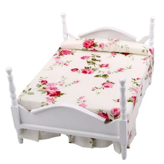 

1/12 Scale Dollhouse Furniture Miniature Floral Bed