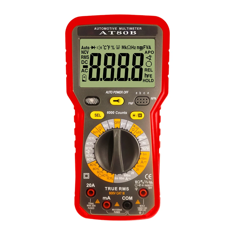 

Car Tester 6000 counts Display TRMS Autoranging Automotive Car Motor Multimeter Frequency Capacitance AC/DC and Battery Tester