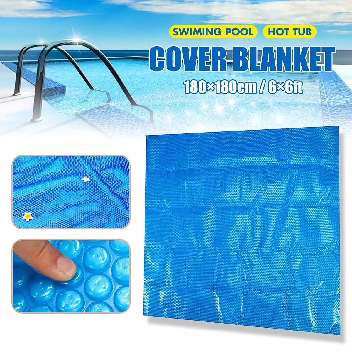 

180*180cm Square Swimming Pool Hot Tub Cover Outdoor Heater Bubble Blanket Dustproof Outdoor Garden Pool Cloth Mat Cover