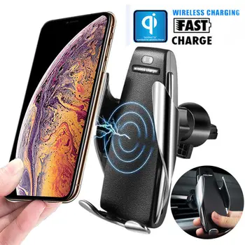 

IR Intelligent Automatic Clamping Sensor Phone Holder Car Air Vent Phone Holder GPS Stands Wireless Charging for iphone Samsung