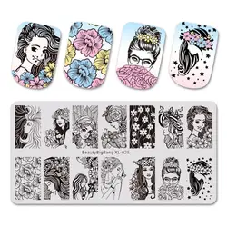 BeautyBigBang пластины для ногтей девочек с цветочный дизайн ногтей шаблона плиты прямоугольный трафарет штамп BBB XL-025