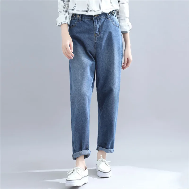 

Vintage Woman Jeans 2019 Spring Autumn High Waist Casual Loose Trousers Streetwear Female Harem Denim Pants