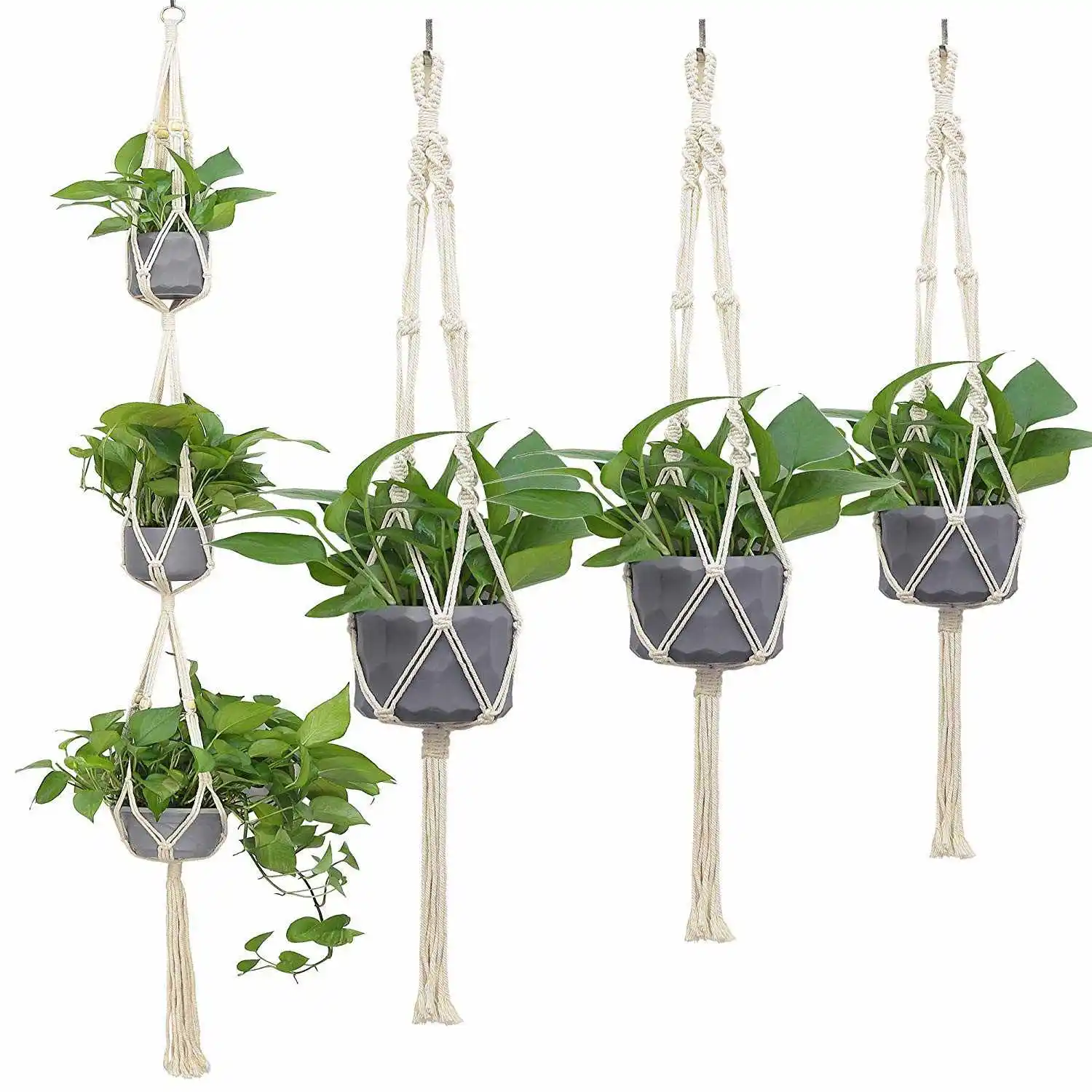 

Promotion! Hanging Planter Pot Set Of 4, Different Sizes Macrame Plant Hanger Outdoor, Large Hanging Wall Plant Hanger Holder,