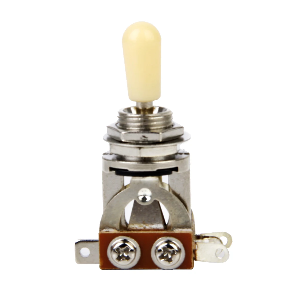 

5cm 3-way Toggle Switch W/ Cream Tip With Knurled Mounting Nut Flat Washer For LP Style Electric Guitars