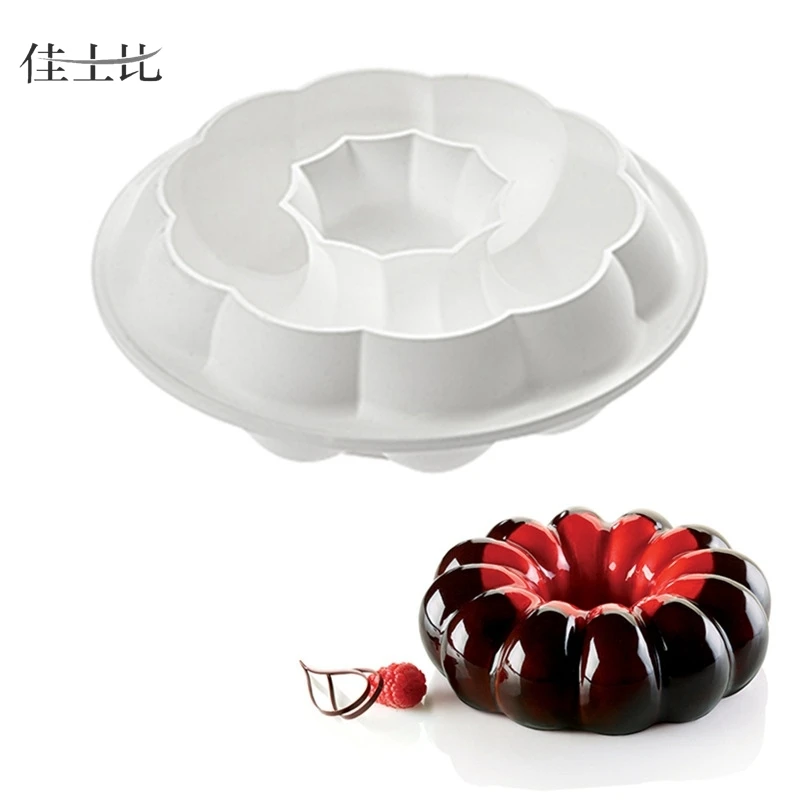 

Eco-Friendly DlY Circular Ring Flower Bakeware Maker Donut Mold 3D Silicone Forms Birthday Cake Mould Baking Dish Tray Tools
