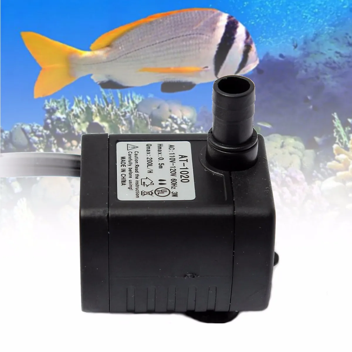 110V 200L/H 3W Aquarium Water Pump Submersible Fountain Air Fish Tank