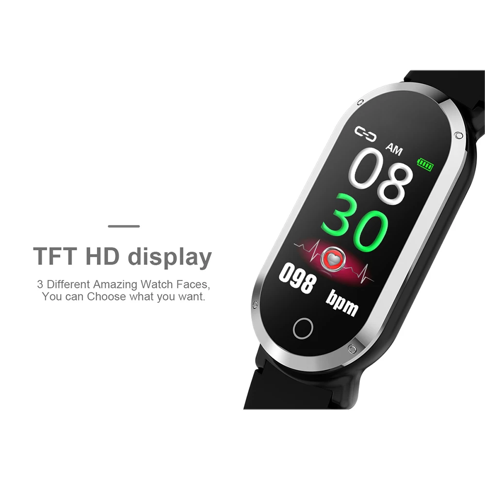T1 смарт браслет TFT IPS экран 128*96 90 мАч пульсометр кровяное давление фитнес IP67