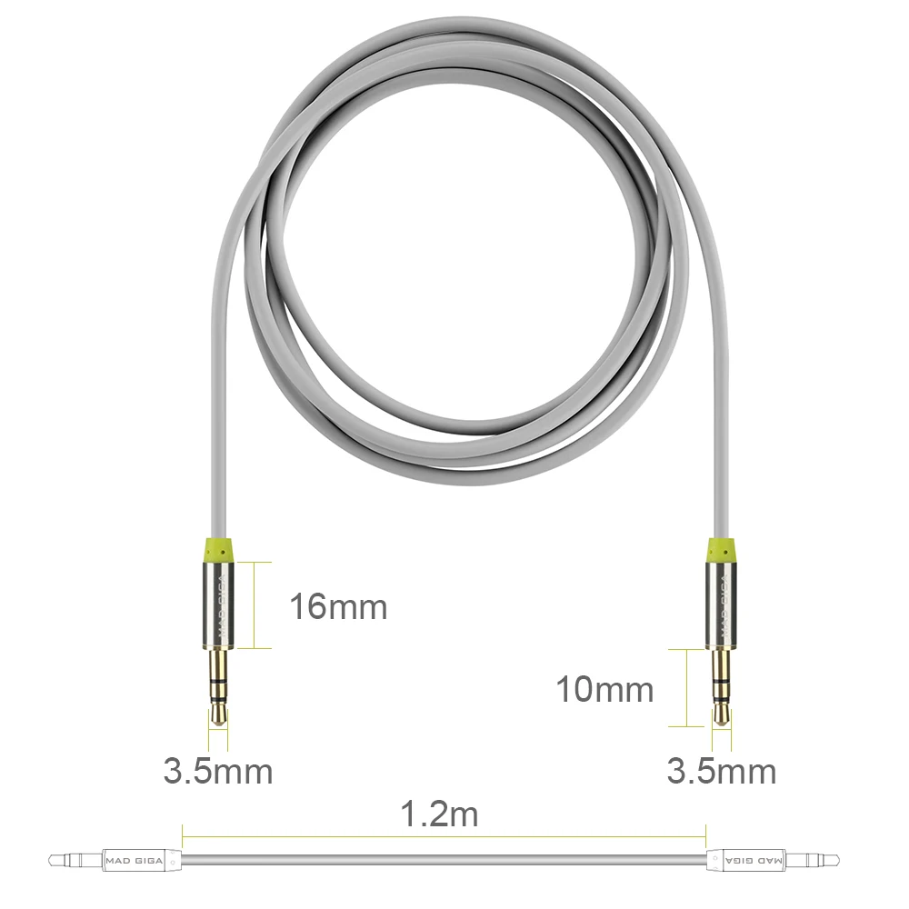MAD GIGA AUX Cable, Gold Plated 3.5MM Stereo Audio Cable for iPhone, iPad, Laptops, Sony, Samsung Galaxy, Bluetooth Speakers MAD GIGA AUX Cable, Gold Plated 3.5MM Stereo Audio Cable for iPhone, iPad, Laptops, Sony, Samsung Galaxy, Bluetooth Speakers