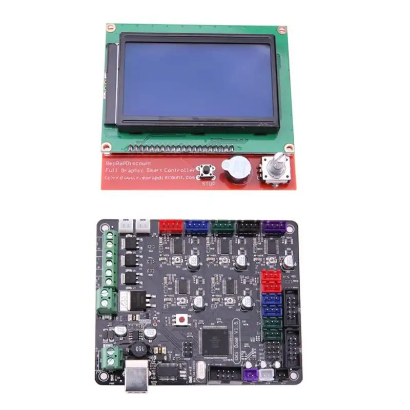 

Motherboard Kit+MKS BASE V1.5 Motherboard+12864LCD Display Screen+L type Adapter+USB Cable + Gray Wire 3D Printer Parts