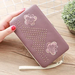 Towel Embroidered Ladies Wallet Long Cute Butterfly Japanese And Korean Lunch Box Wallet Women's Clutch Bag Mobile Phone Bag Towel Embroidered Ladies Wallet Long Cute Butterfly Japanese And Korean Lunch Box Wallet Women's Clutch Bag Mobile Phone Bag