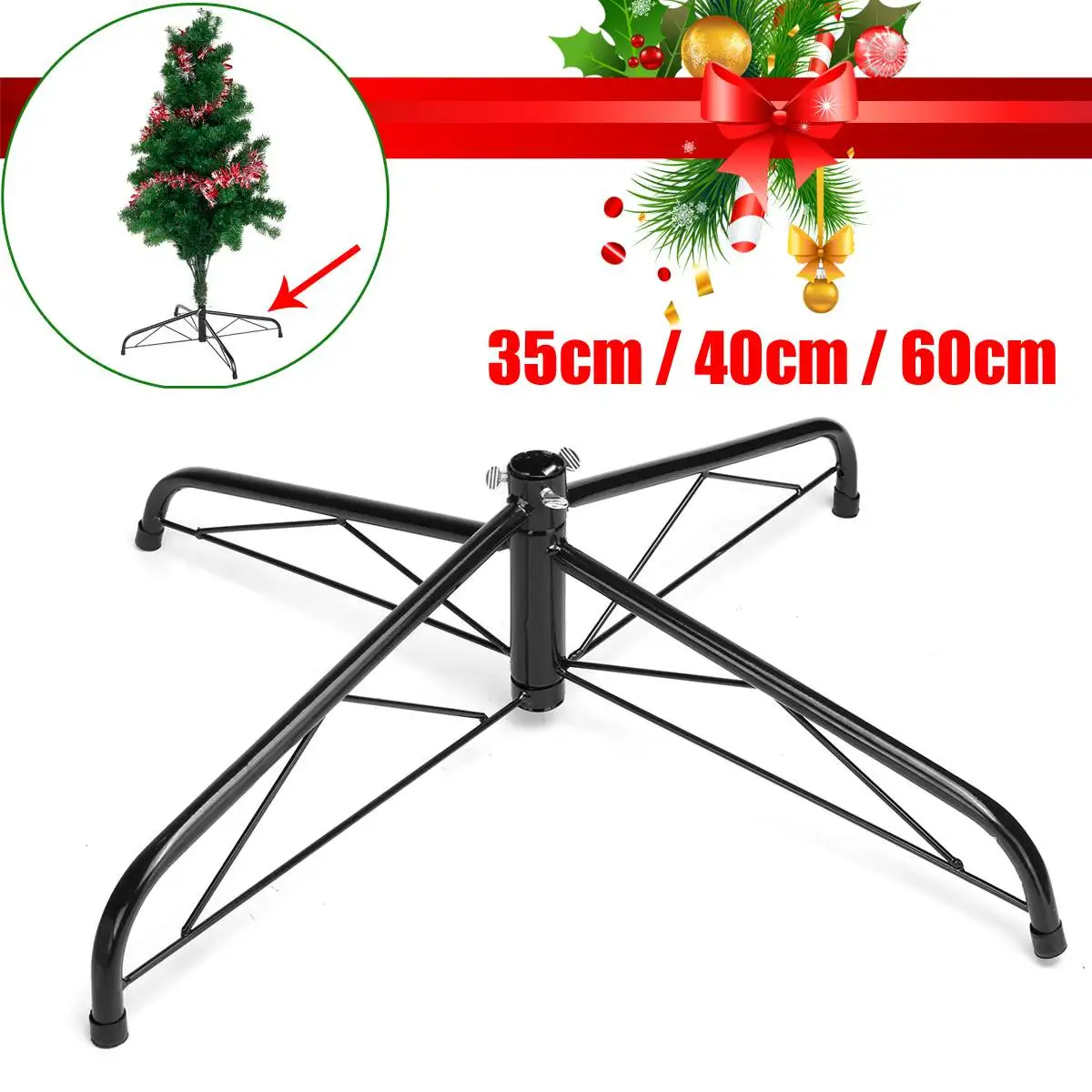 Christmas Tree Bracket 35cm/40cm/60cm Christmas Tree Stand Green Metal