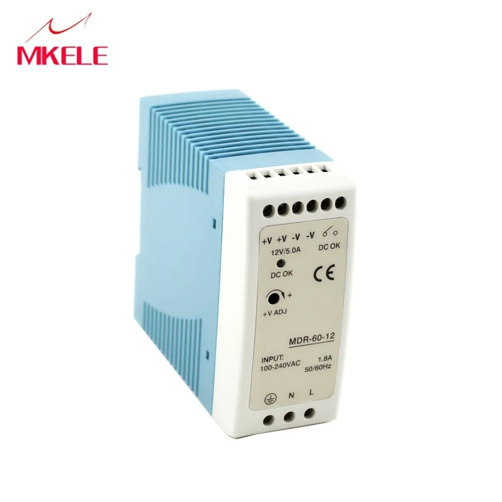 Hoge Kwaliteit MDR 60 din рейка Voeding 50 Вт 5В 10А трансформатор DC ватт Ac Dc преобразователь 1.8A/115В