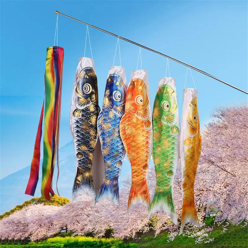 

3D Cartoon Colorful Fish Flag Koi Nobori Kite Carp Banner Japanese Restaurant Carp Spray Windsock Streamer 70cm 110cm