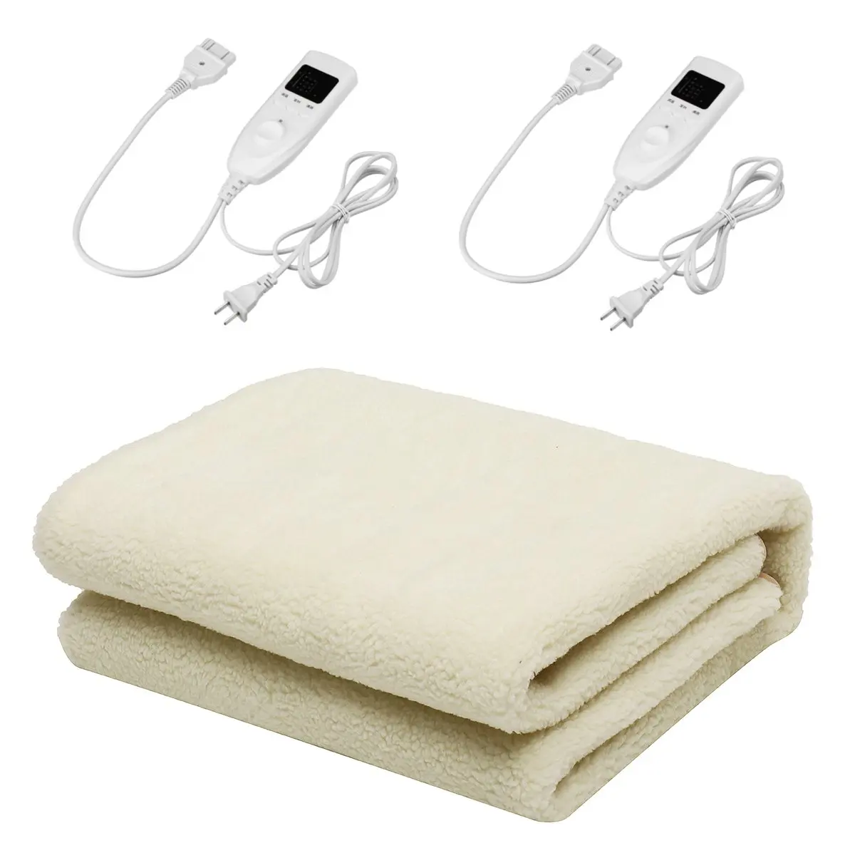 

Winter Electric Heated Blanket Thermal Warm Quilt Sheet Dual Digital Timer Controller Artificial Fleece Soft Over Throw Rug