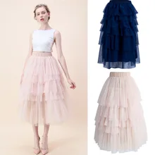 Fashion Boho Style Skirt Tulle Skirts Long Women's Maxi Skirts New Spring Summer Lace Mesh Pleated Elegant Cake Skirts