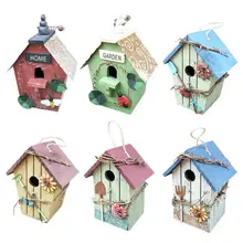 Деревенский садовый деревянный дом ручная роспись Птичье гнездо садовое растение аксессуары ручная роспись твердой древесины дома акценты цветочный птичий домик