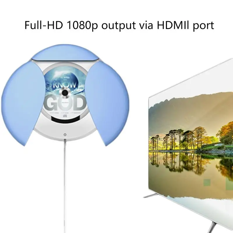 

Home Movie Theater Car Video Auto DVD Player HD 1080p Output Wall Mount CD Player Bluetooth Re-Reading Portable DVD Player