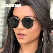 YOOSKE брендовые Круглые Солнцезащитные очки для женщин, Винтажные Солнцезащитные очки без оправы, мужские ретро очки с зеркальным покрытием UV400