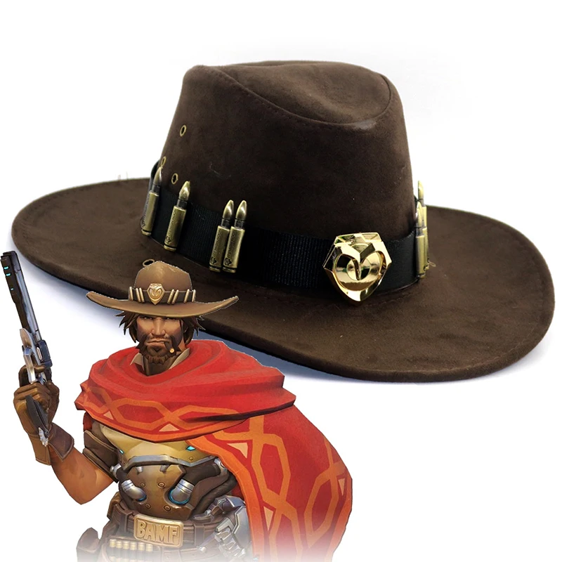 

West Cowboy Costume Props Hero Pirate Hat Cosplay Game Accessory Game OW Soldier 76 Jesse Mccree Badge Hat cosplay