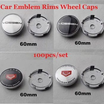 

100pcs/set Car Wheel Hub Caps 60mm Chrome base Car Covers For Vossen VOSSEN Logo covers Car Emblem Badge Wholesale price