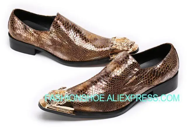

Fashion Hot Pointed toe Wedding Party Dress Shoes Genuine leather Male snakeskin Dress Shoes Big size euro 46