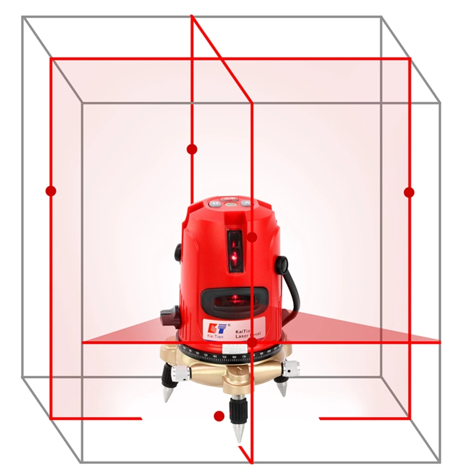 

KaiTian Lasers Level 5 line/self leveling/rotary/Laser Horizontal 635nm Vertical Cross Red Level/Laser Lines 360 Leveler Tools