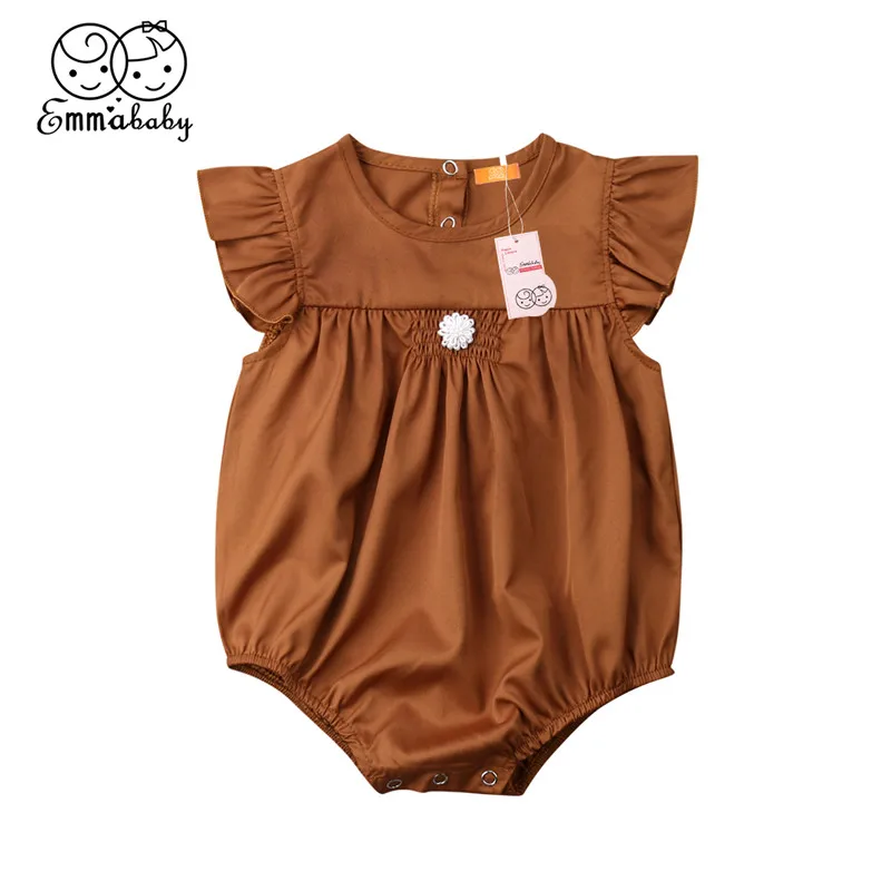 Emmababy Newborn Baby Girl Ruffle Bodysuits Clothes Solid Bodysuit