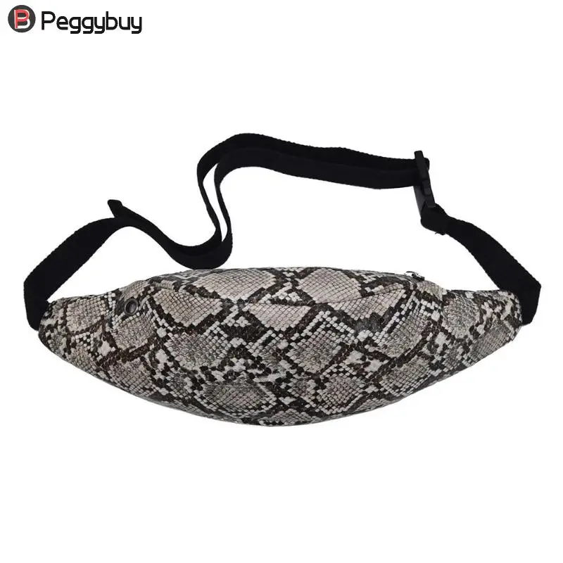 

Fashion Snake Print Fanny Packs Phone Pouch Waist Bag Women PU Leather Chest Belt Bags