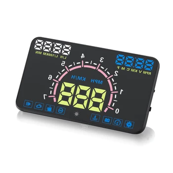 

5" Auto OBDII Car HUD OBD2 Port Head Up Display KM/h MPH Overspeed Warning Windshield Projector Alarm System