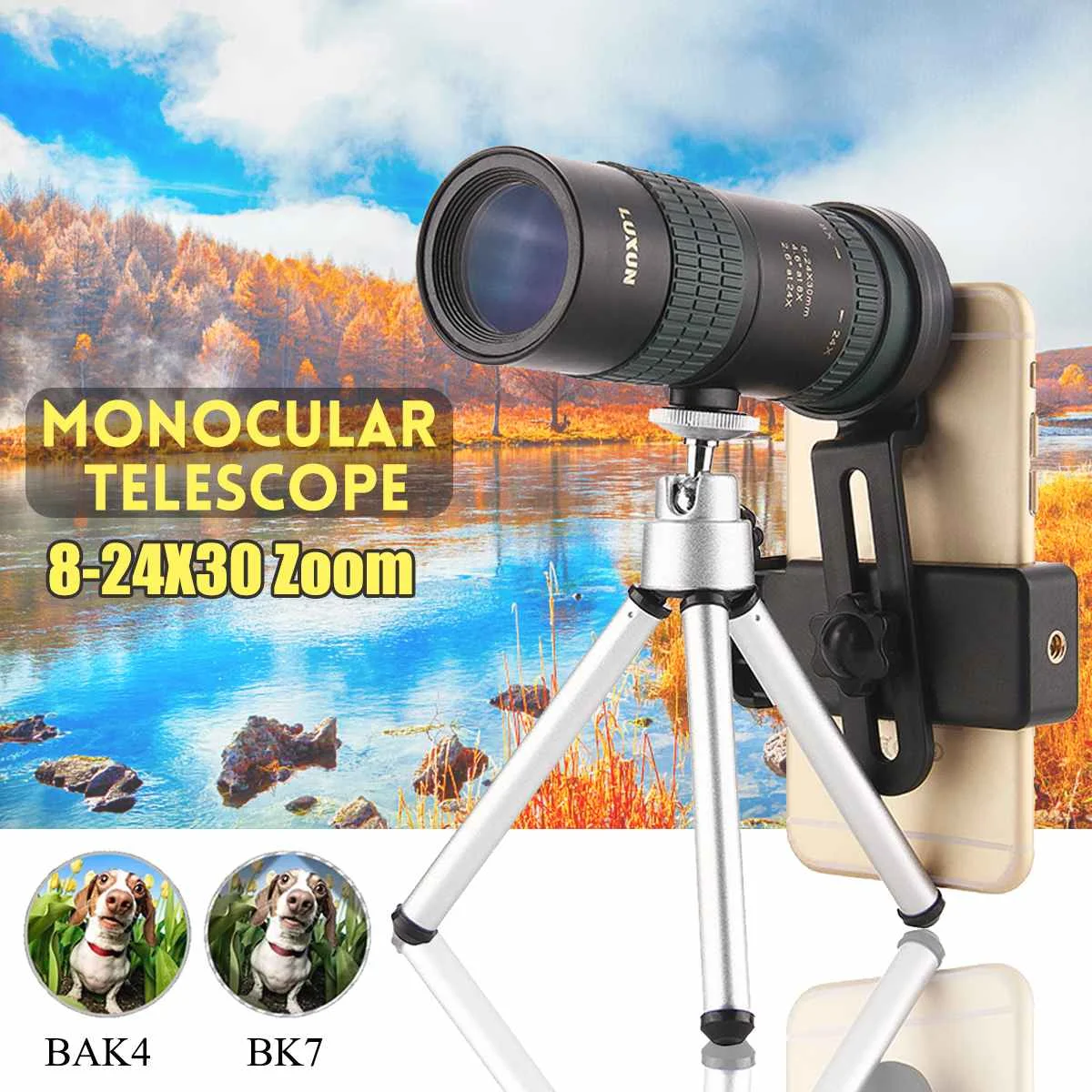 8-24X30 التكبير أحادي تلسكوب المزدوج يركز BAK4 بريزم عدسة طلاء عدسة الصيد البصرية نطاق مع محول و ترايبود 8-24X30 التكبير أحادي تلسكوب المزدوج يركز BAK4 بريزم عدسة طلاء عدسة الصيد البصرية نطاق مع محول و ترايبود