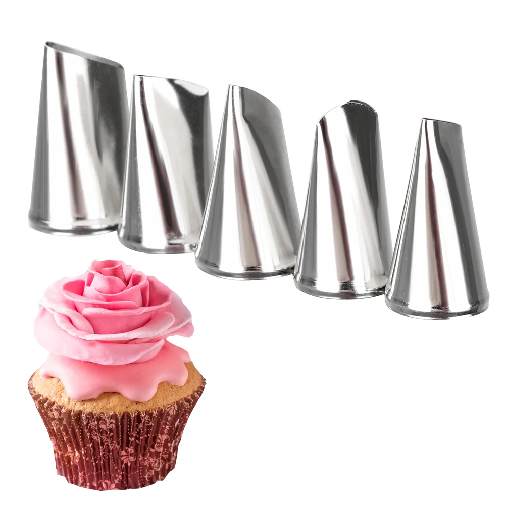 

DIY Cake Cream Decoration Rose Petal Nozzles Stainless Steel 5 Pieces/set Baking Cupcake Pastry Tools Icing Piping Nozzles