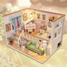 3D Деревянный Кукольный дом набор мебели DIY Миниатюрный пылезащитный чехол кукольный домик имитация кукольных игрушек для детей свадебный Декор подарок