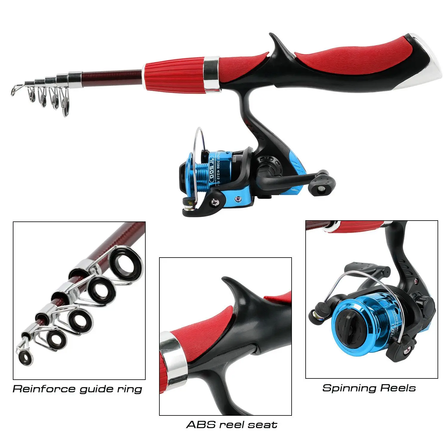 Fishing Rod Set Portable Fiberglass Telescopic 1.4M Fishing Rod with Spinning Reel Gear Pole Set Fishing Rod Combo and Reel