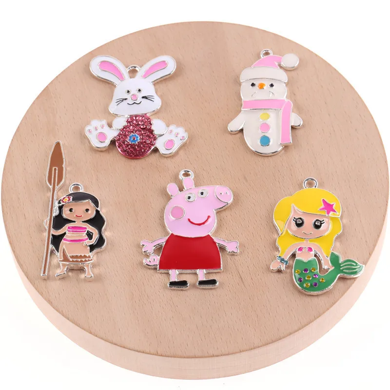 

Alloy silver Plated Pattern Rhinestone Cartoon Winds New Product Diy Popular Lovely Pendant Cut Key Chunky Charm