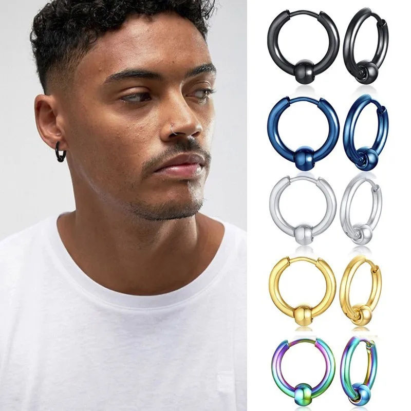

Assorted Colors Huggie Hinged Hoop Earrings with Captive Bead Stainless Steel Earings for Women Men