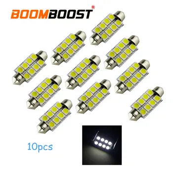 

39mm 5050 8SMD White Car Interior F-estoon Dome LED Light Bulbs Roof Reading Lamp DC12V 10 pieces big promotion