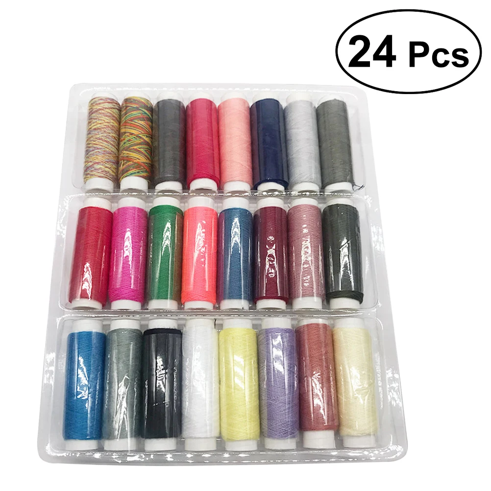 24Pcs Durable Quilting Upholstery Overlock Premium Cotton Yarns Sewing