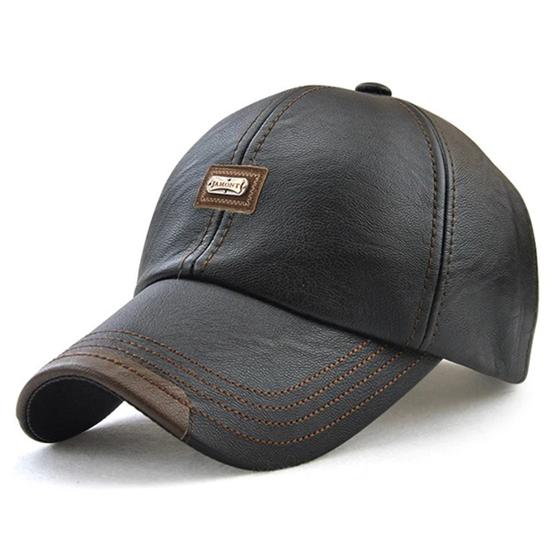 

LGFM-Jamont New Pu Leather Baseball Cap Dad Casquette Homme Hip Hop Male And Female Casual Hat Adjustable Pu Casquette Ca