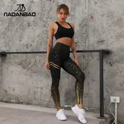 NADANBAO 2019 новые спортивные женские Леггинсы Блестящие Золото горячее тиснение леггинсы позолота с высокой талией, для фитнеса Леггинсы
