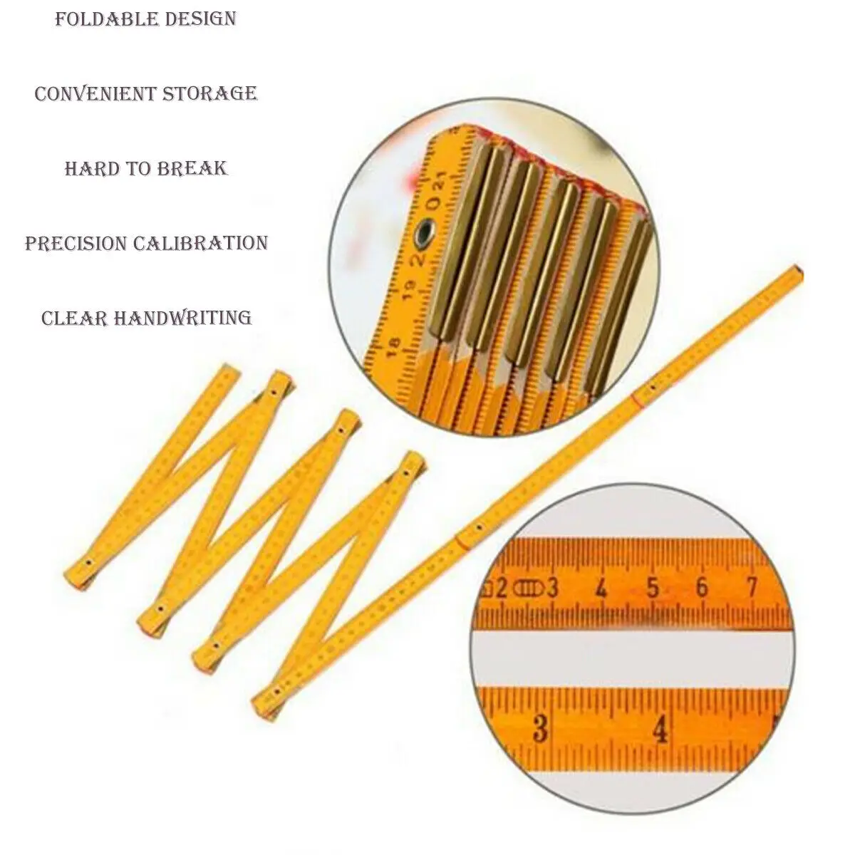 Two Sizes Wooden Yardstick Folding Ruler Wood Carpenter Metric